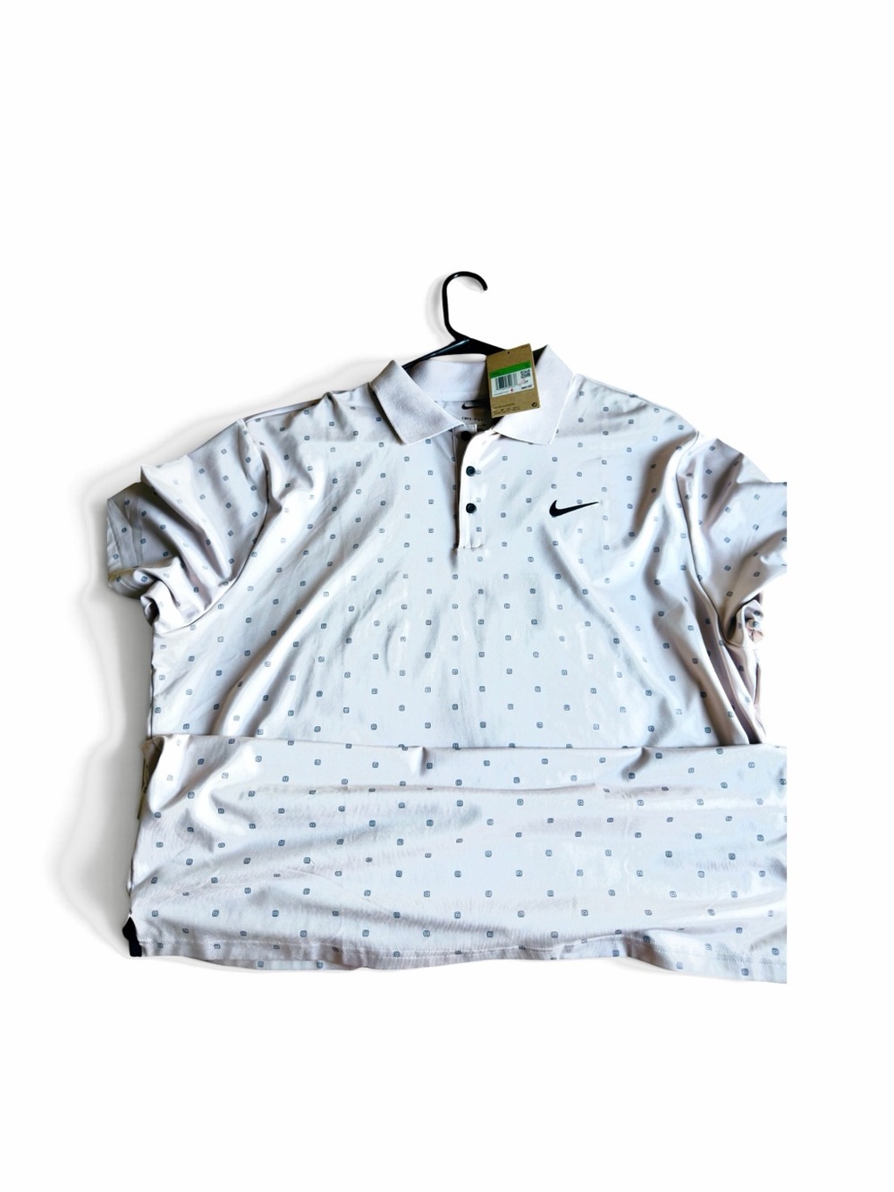 Nike Men’s White Dri-FIT Polo with Mini Dot Print